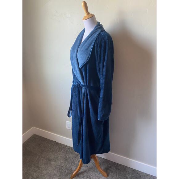 Koolaburra By UGG Womens Blue Cozy Plush Long Sleeve Tie Waist Robe- Size Large - Picture 4 of 9